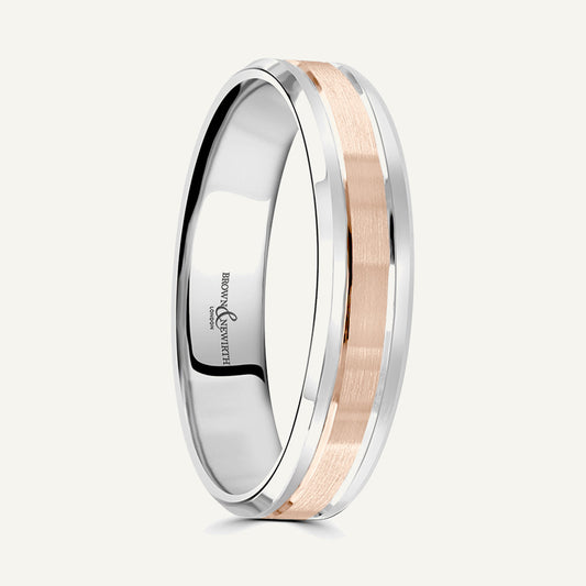 P622 Flat Court Dual Colour Patterned Wedding Ring