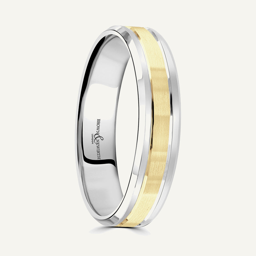 P622 Flat Court Dual Colour Patterned Wedding Ring
