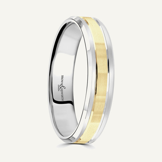 P622 Flat Court Dual Colour Patterned Wedding Ring