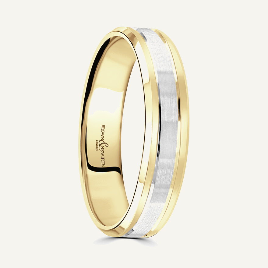 P622 Flat Court Dual Colour Patterned Wedding Ring