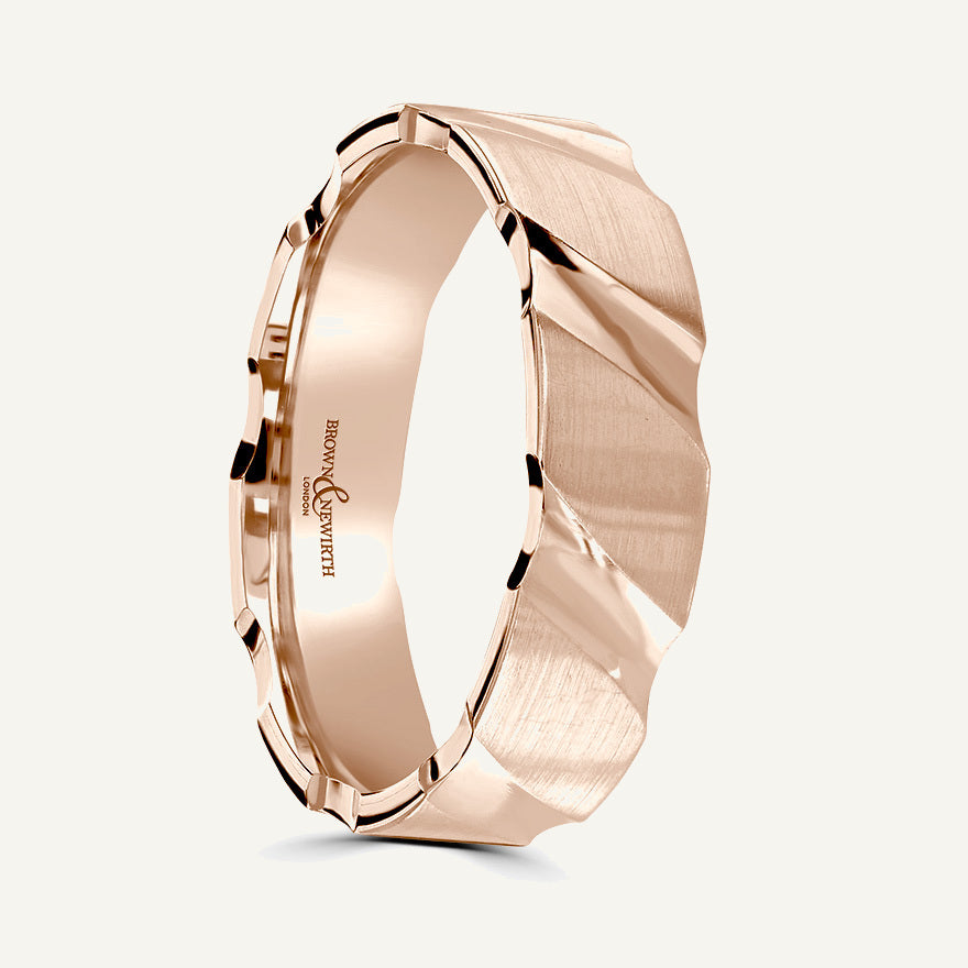 P646 Flat Court Patterned Wedding Ring