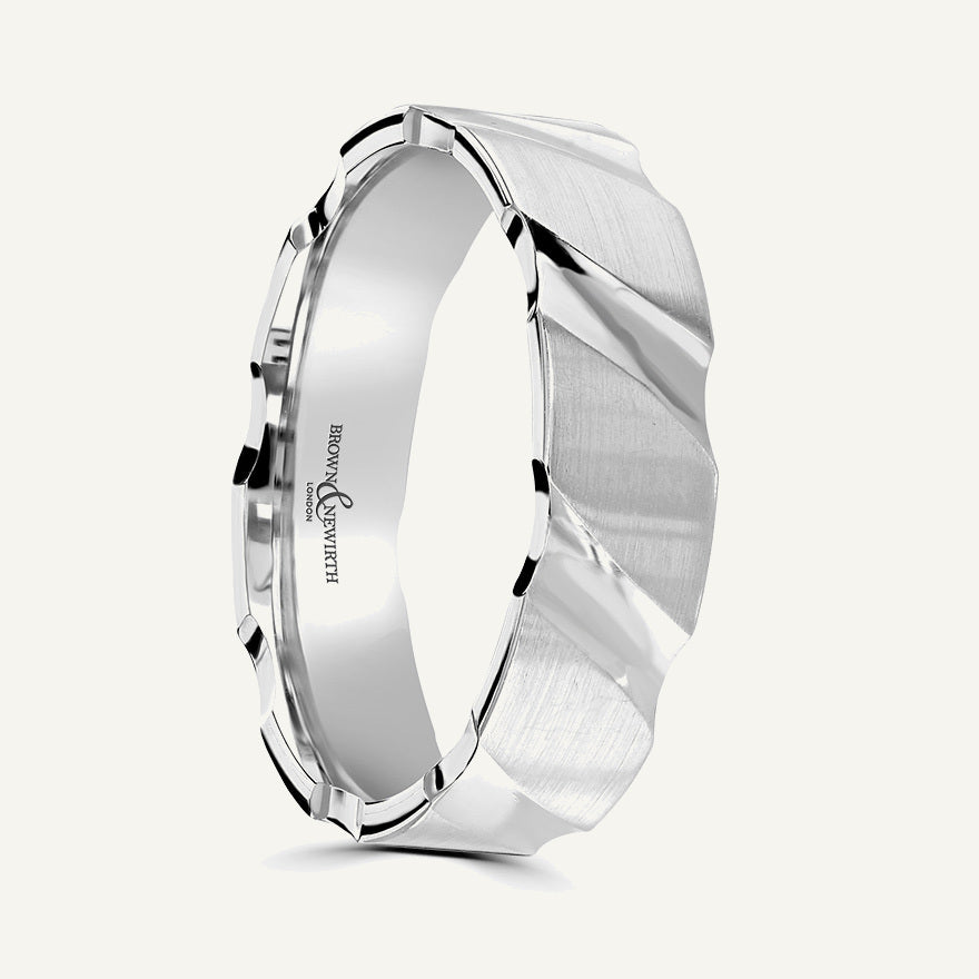 P646 Flat Court Patterned Wedding Ring