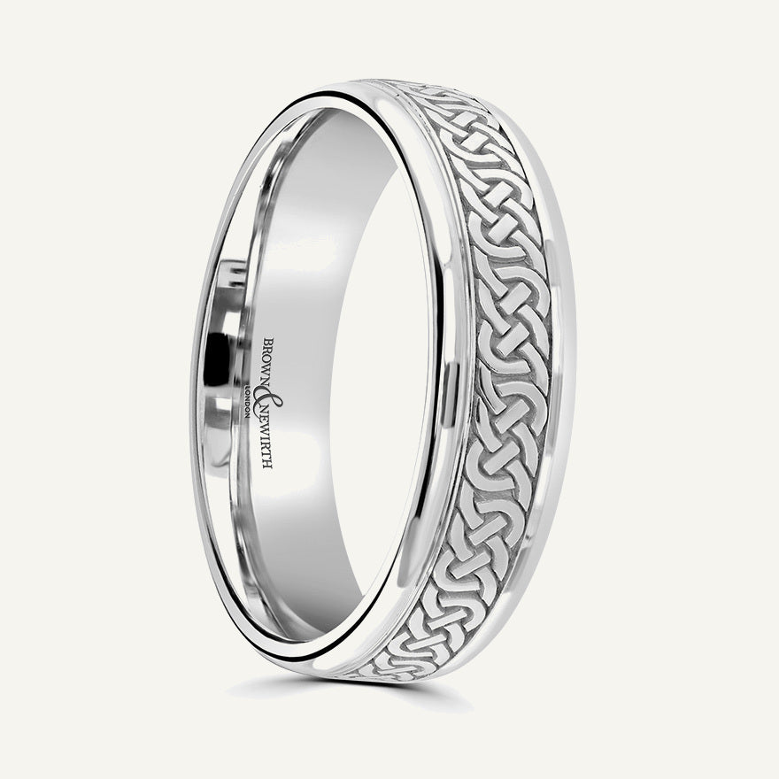 P681 Flat Court Patterned Wedding Ring
