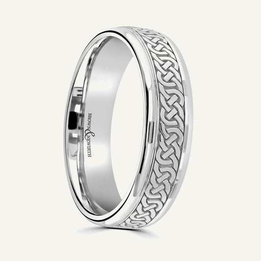 P681 Flat Court Patterned Wedding Ring