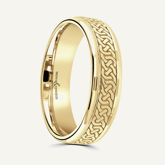 P681 Flat Court Patterned Wedding Ring