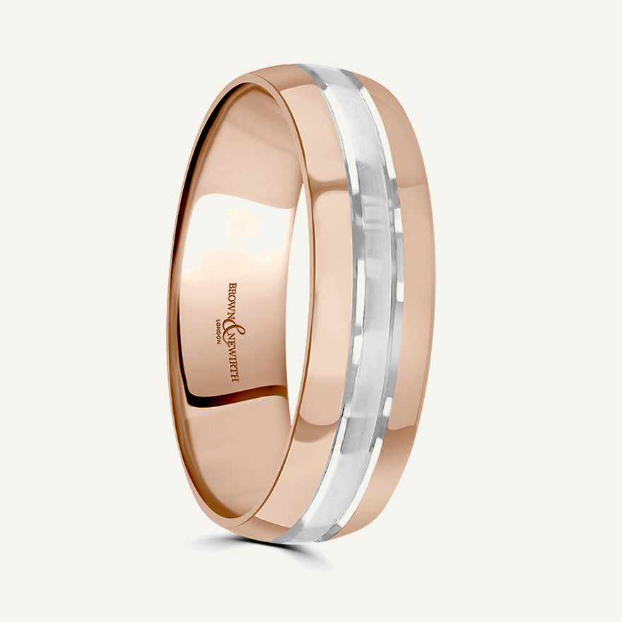 P7005 Classic Court Dual Colour Patterned Wedding Ring