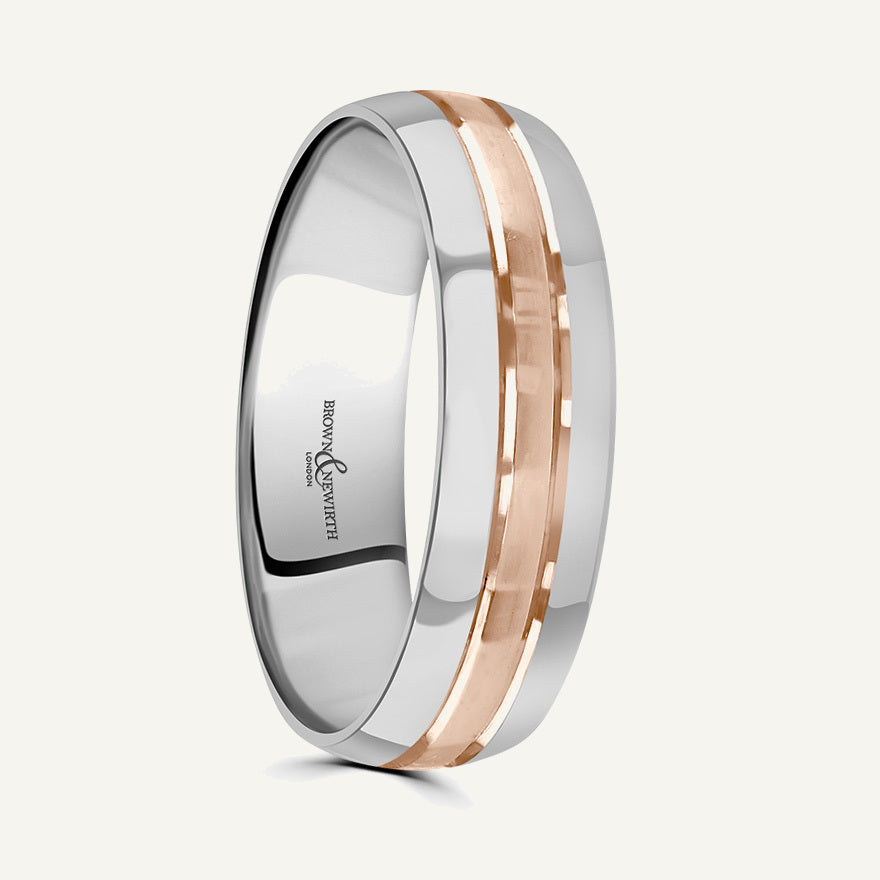 P7005 Classic Court Dual Colour Patterned Wedding Ring