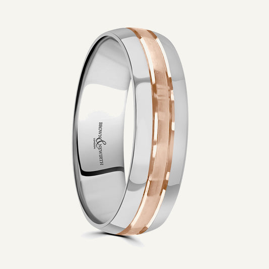 P7005 Modern Court Dual Colour Patterned Wedding Ring