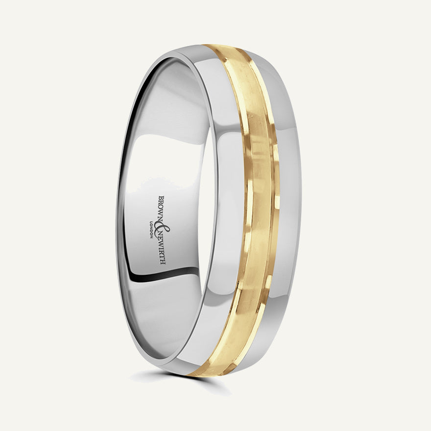 P7005 Modern Court Dual Colour Patterned Wedding Ring