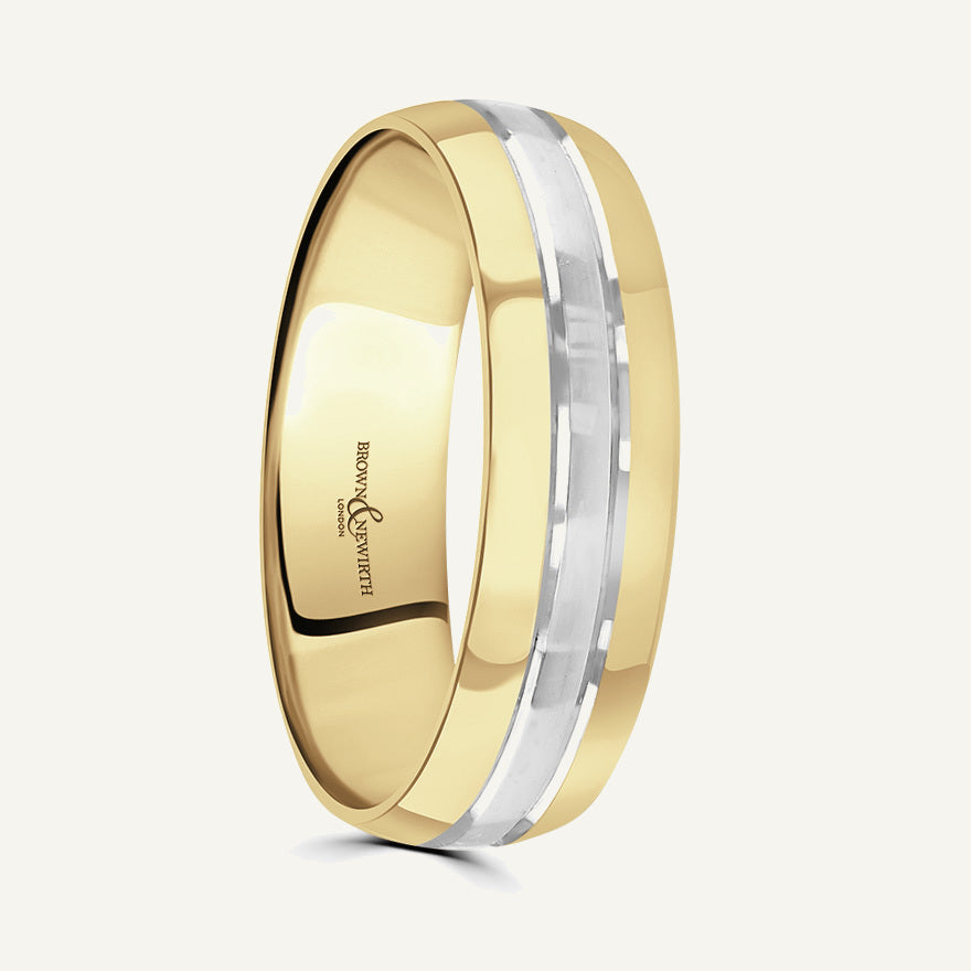 P7005 Modern Court Dual Colour Patterned Wedding Ring