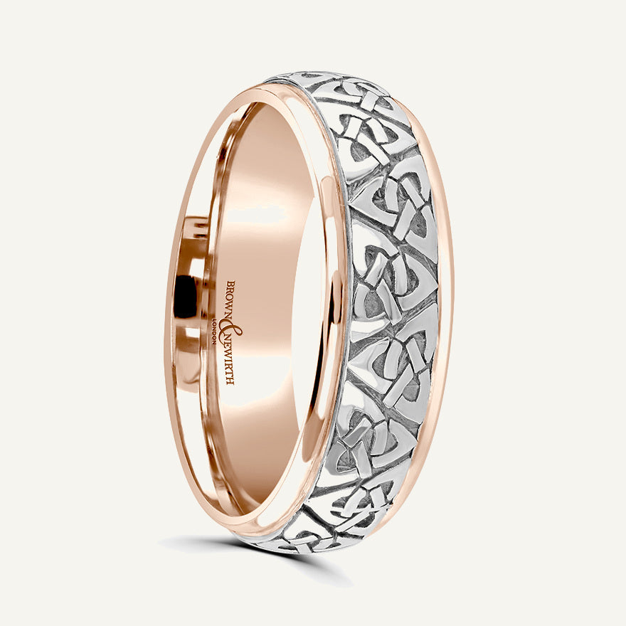 P7124 Classic Court Dual Colour Patterned Wedding Ring