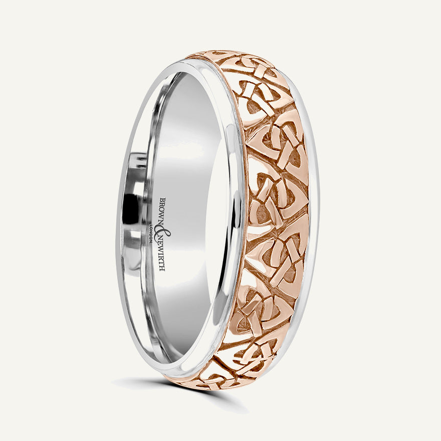 P7124 Classic Court Dual Colour Patterned Wedding Ring