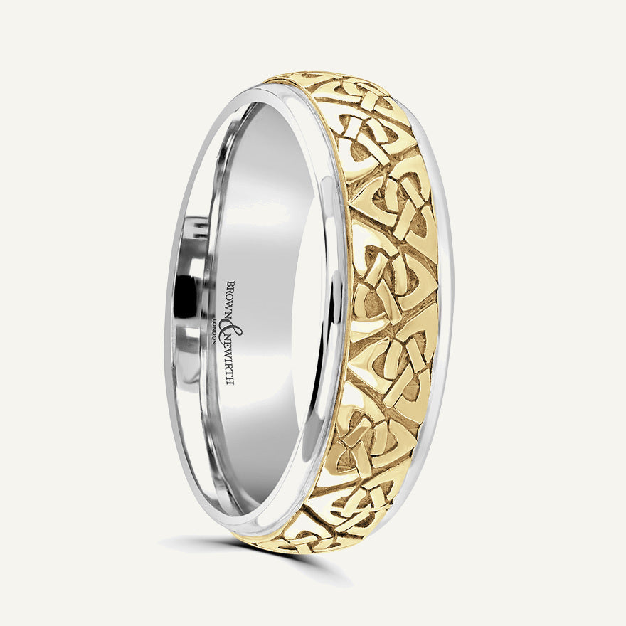 P7124 Classic Court Dual Colour Patterned Wedding Ring