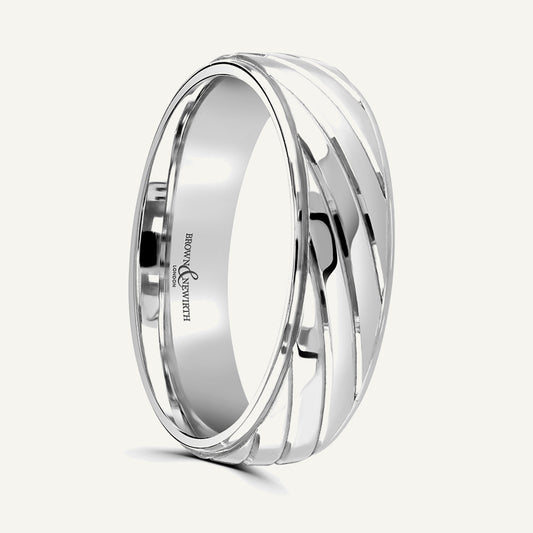 P729 Modern Court Patterned Wedding Ring