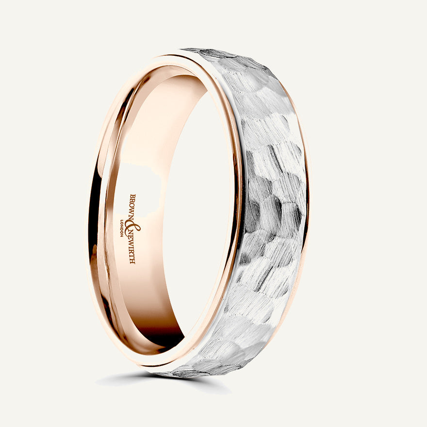 P799 Modern Court Dual Colour Patterned Wedding Ring