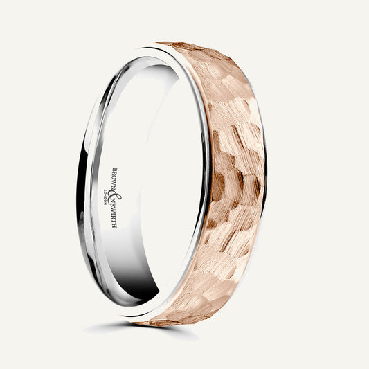 P799 Modern Court Dual Colour Patterned Wedding Ring