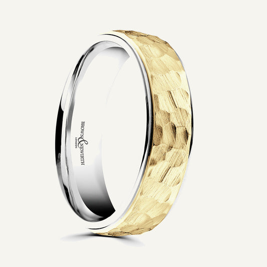 P799 Modern Court Dual Colour Patterned Wedding Ring