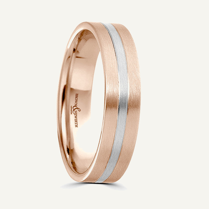 P8100 Flat Court Dual Colour Patterned Wedding Ring