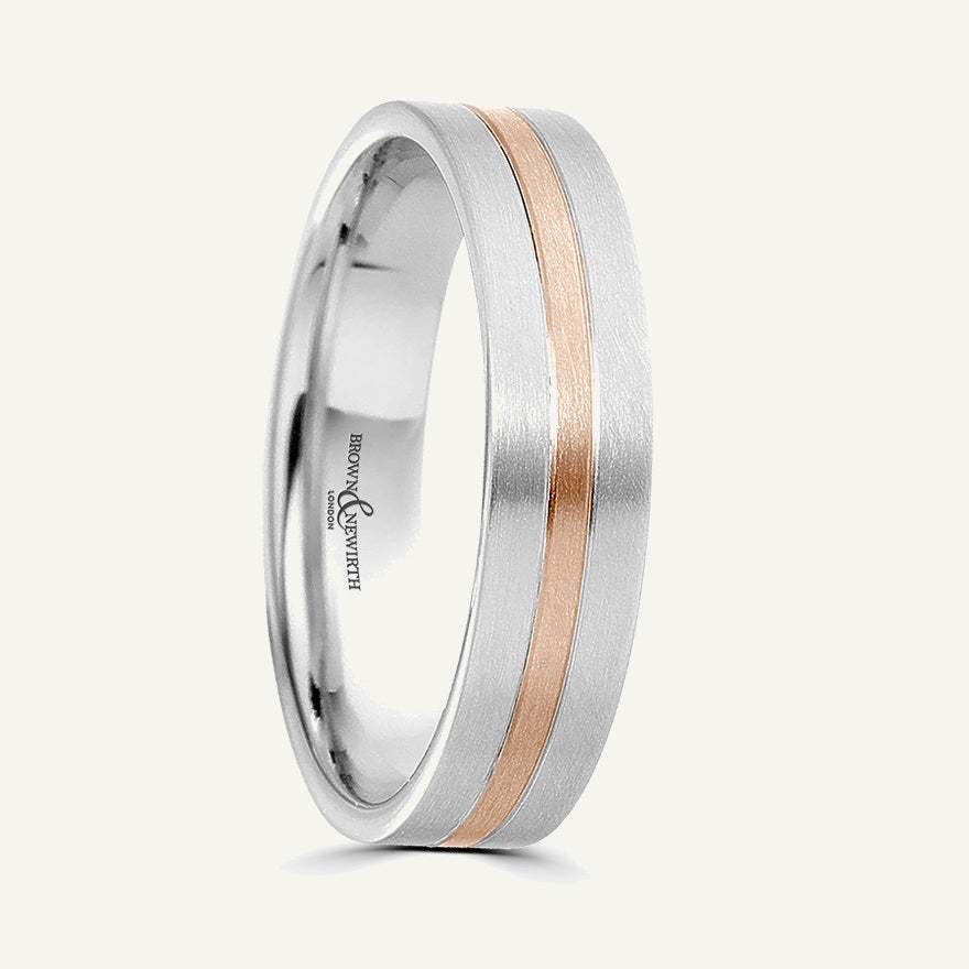 P8100 Flat Court Dual Colour Patterned Wedding Ring