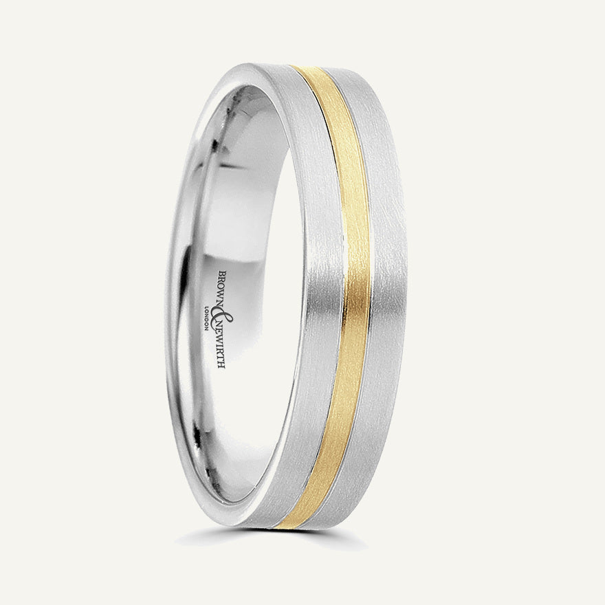 P8100 Flat Court Dual Colour Patterned Wedding Ring