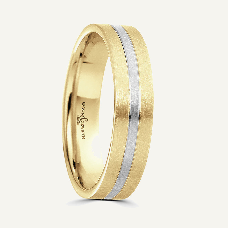 P8100 Flat Court Dual Colour Patterned Wedding Ring