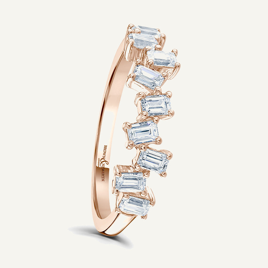 Emerald Cut, Claw, Scattered Diamond Eternity Ring