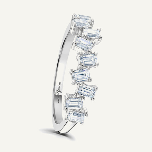Emerald Cut, Claw, Scattered Diamond Eternity Ring