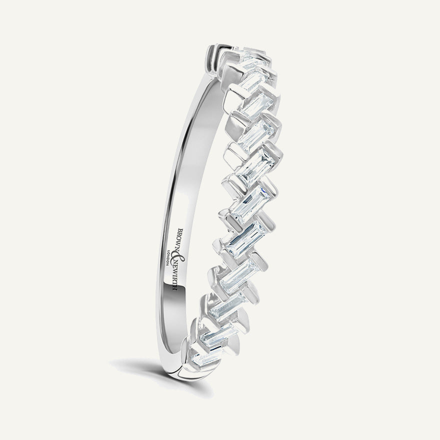 Baguette Cut, Bar, Diagonal Diamond Eternity Ring