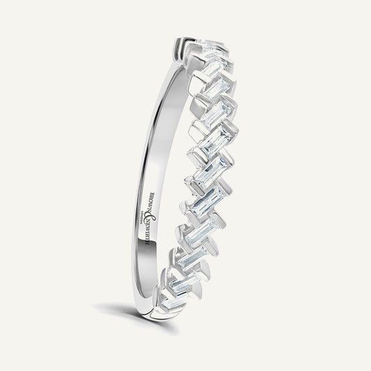 Baguette Cut, Bar, Diagonal Diamond Eternity Ring