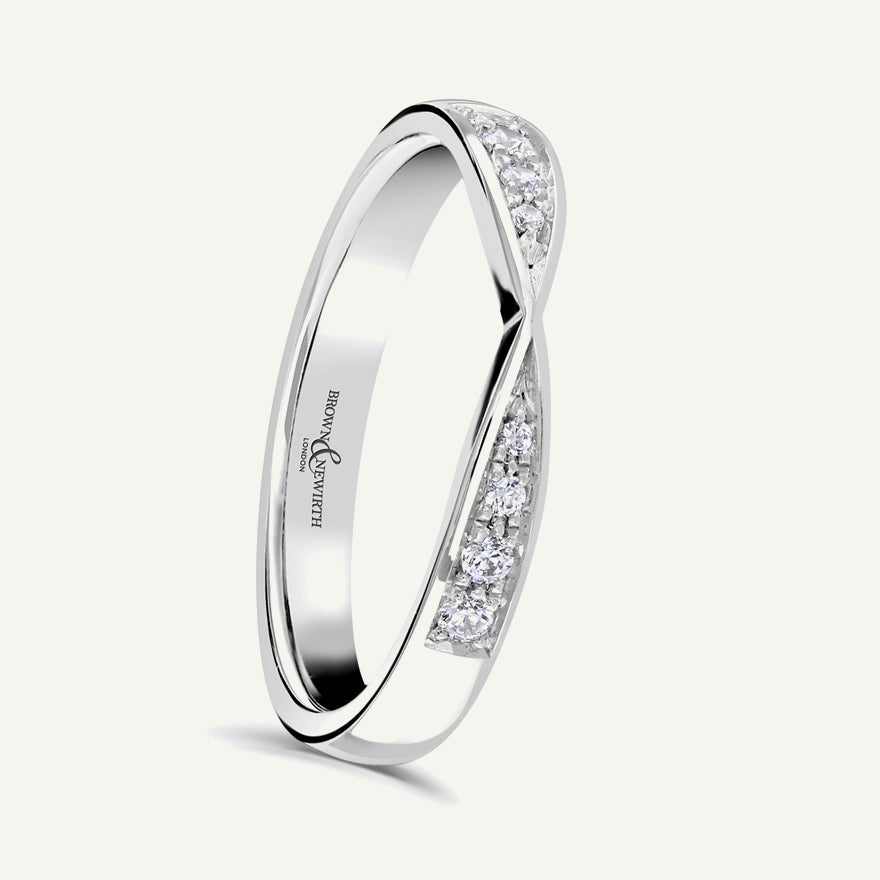 Round Brilliant Cut, Micro Pave, Pinched Diamond Eternity Ring