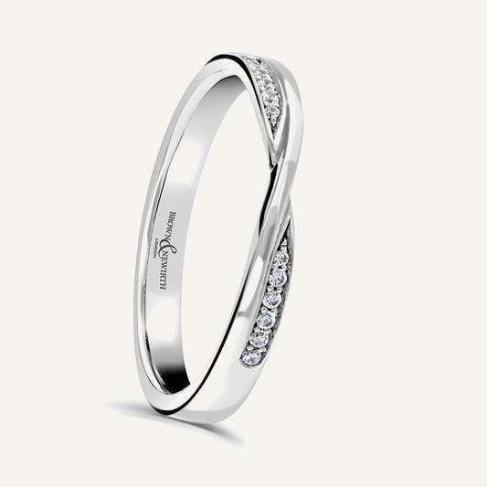 Round Brilliant Cut, Micro Pave, Twist Diamond Eternity Ring