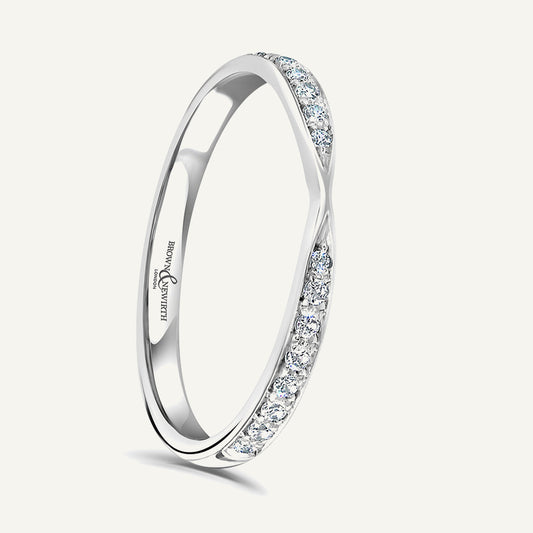 Round Brilliant Cut, Micro Pave, Pinched Diamond Eternity Ring