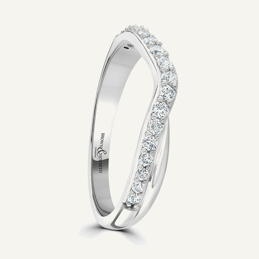 Round Brilliant Cut, Offset Claw, Wave Diamond Eternity Ring