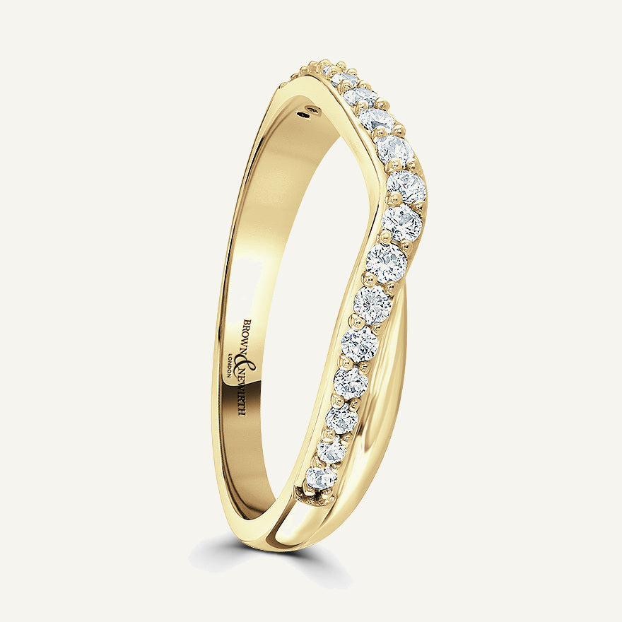 Round Brilliant Cut, Offset Claw, Wave Diamond Eternity Ring