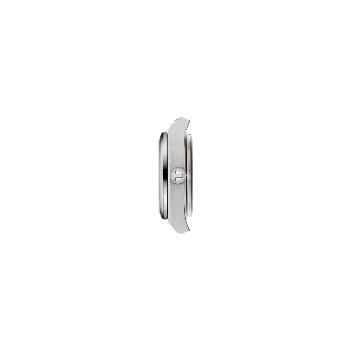 side profile of the case showcasing the ultra-slim build, brushed finishing, and seamlessly integrated bracelet connection for a streamlined silhouette
