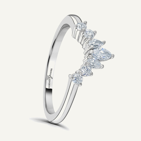 Marquise, Pear And Round Brilliant Cut, Claw, Wishbone Diamond Eternity Ring