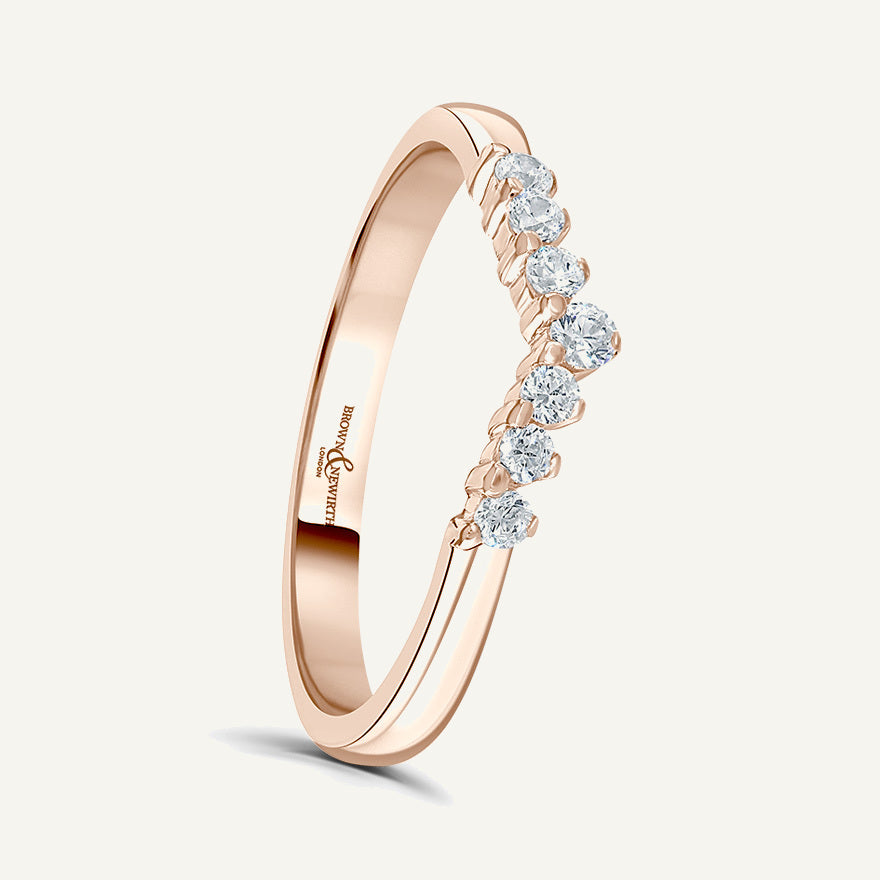 Round Brilliant Cut, Claw, Tapered Wave Diamond Eternity Ring