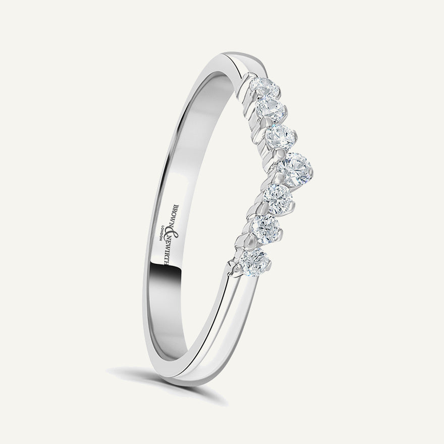 Round Brilliant Cut, Claw, Tapered Wave Diamond Eternity Ring