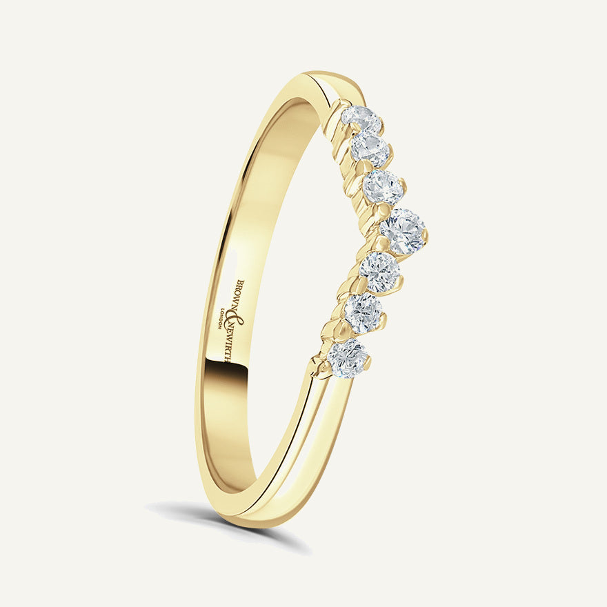 Round Brilliant Cut, Claw, Tapered Wave Diamond Eternity Ring