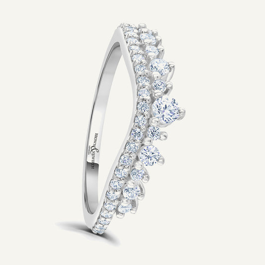 Round Brilliant Cut, Claw, Double Row Wave Diamond Eternity Ring