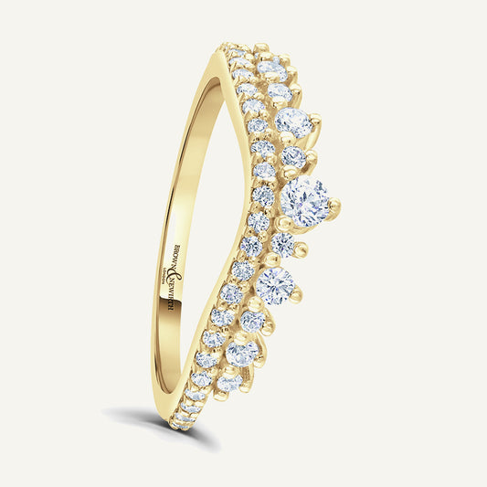 Round Brilliant Cut, Claw, Double Row Wave Diamond Eternity Ring