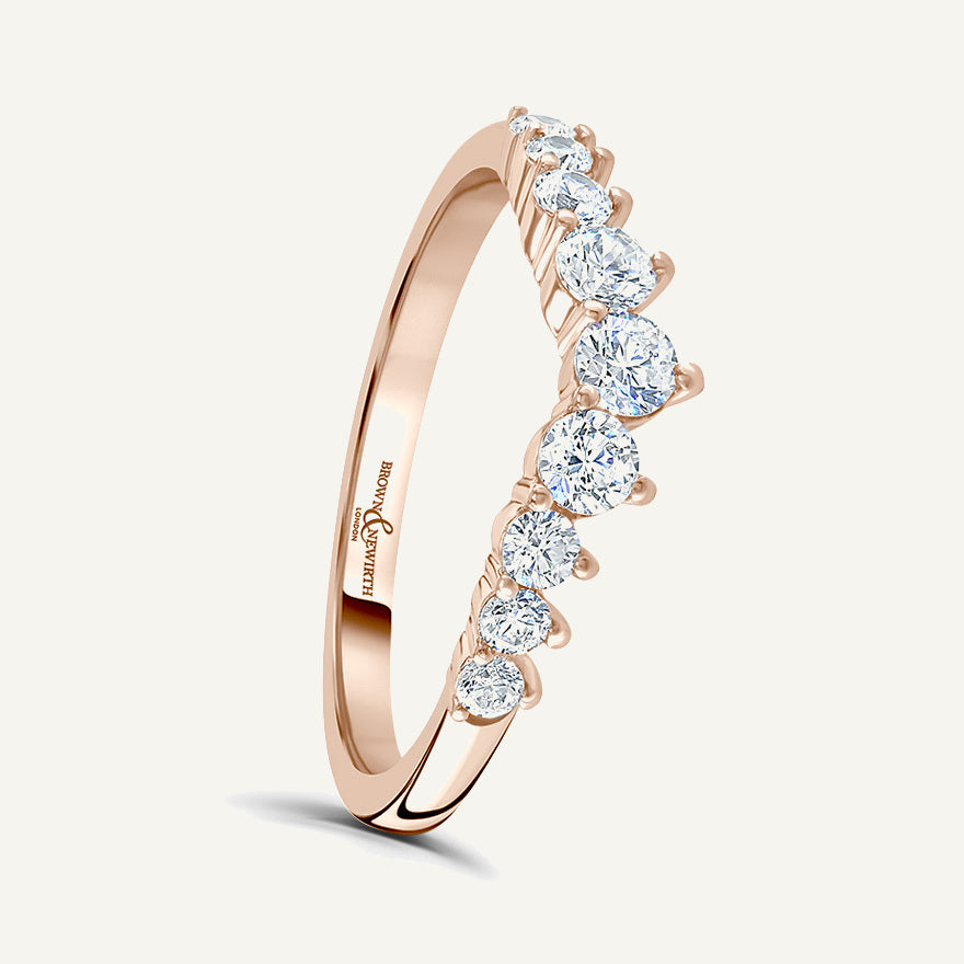 Round Brilliant Cut, Claw, Tapered Wave Diamond Eternity Ring