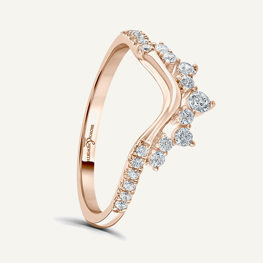 Round Brilliant Cut, Claw, Tapered Wishbone Diamond Eternity Ring