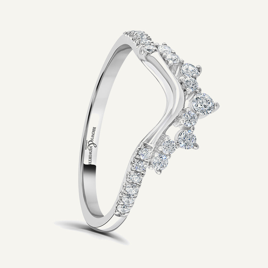 Round Brilliant Cut, Claw, Tapered Wishbone Diamond Eternity Ring