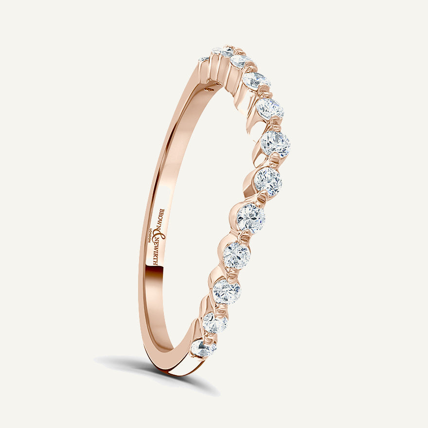 Round Brilliant Cut, Claw, Wave Diamond Eternity Ring