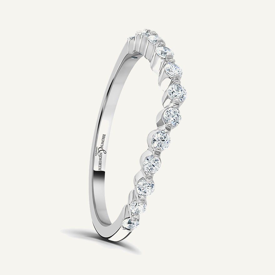 Round Brilliant Cut, Claw, Wave Diamond Eternity Ring