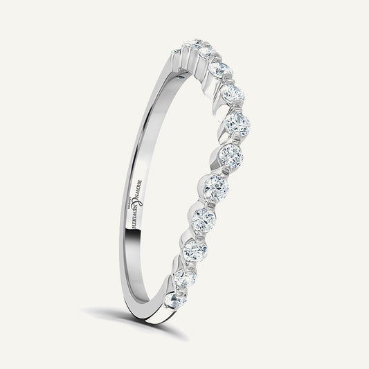 Round Brilliant Cut, Claw, Wave Diamond Eternity Ring