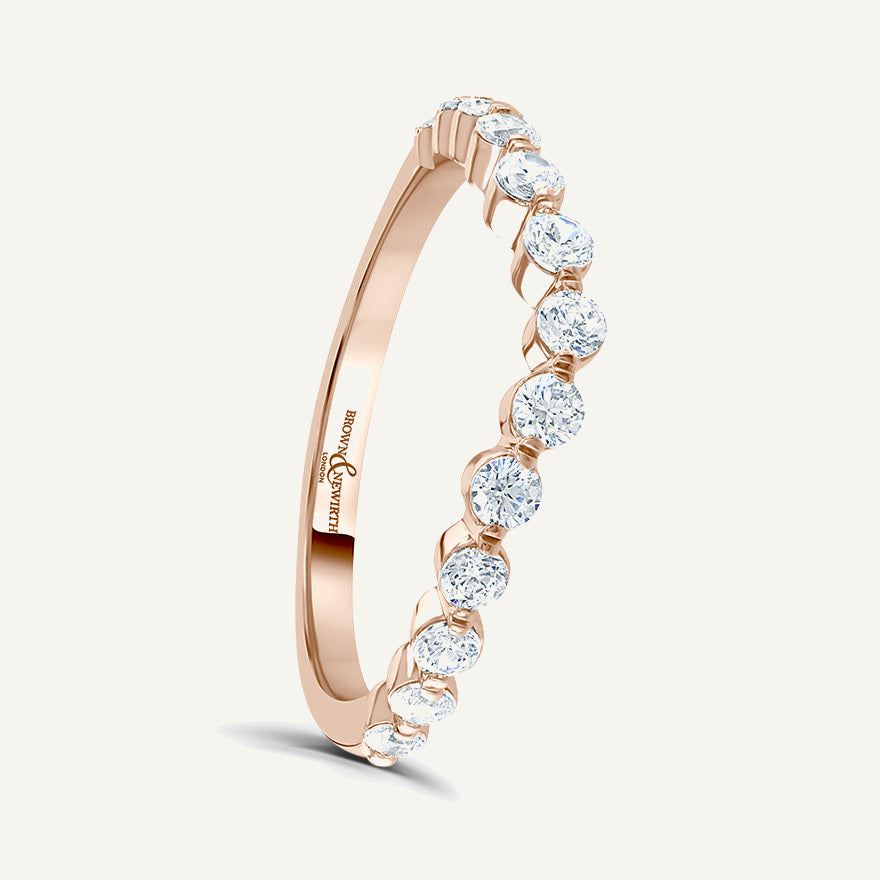 Round Brilliant Cut, Claw, Wave Diamond Eternity Ring