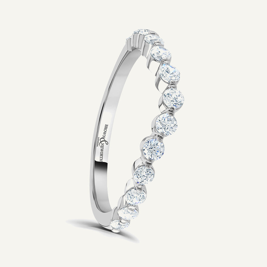 Round Brilliant Cut, Claw, Wave Diamond Eternity Ring