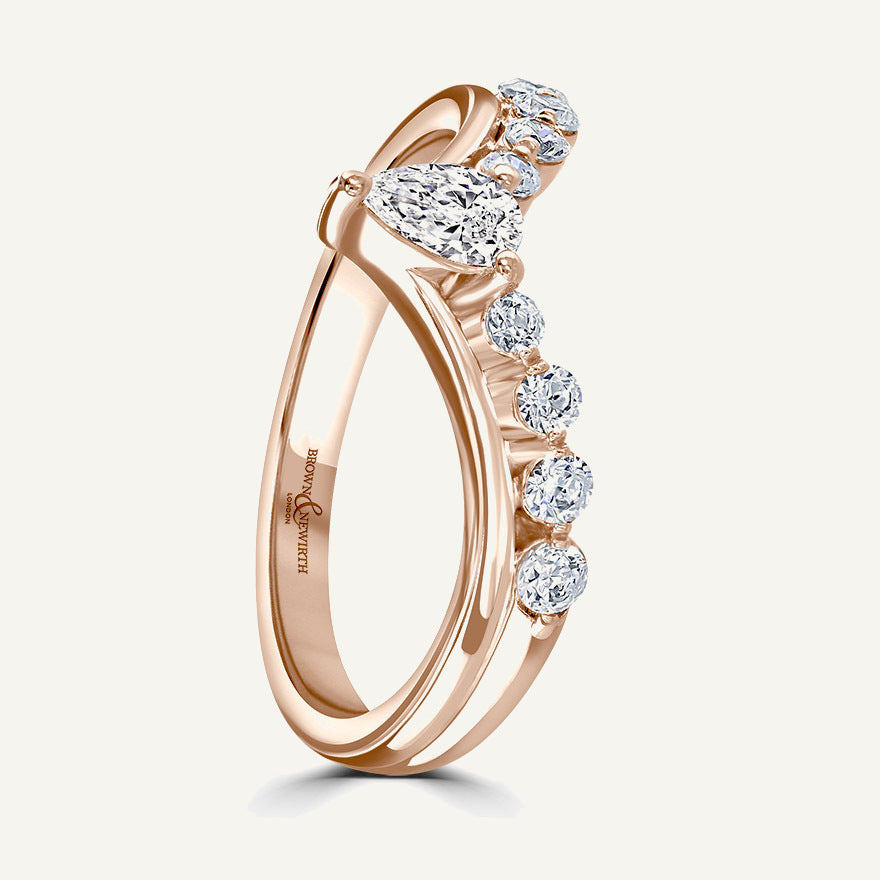 Round Brilliant & Pear Cut, Claw, Edged Diamond Eternity Ring